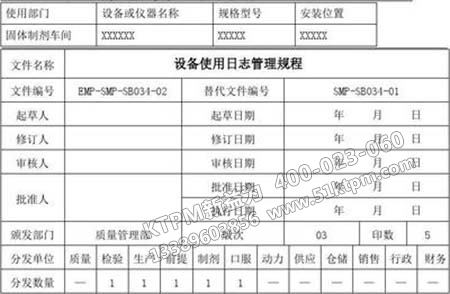 設(shè)備使用章程日志